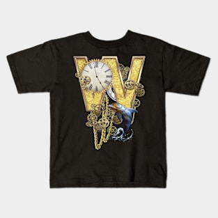 Letter W Birthday Steampunk & Dolphins Kids T-Shirt